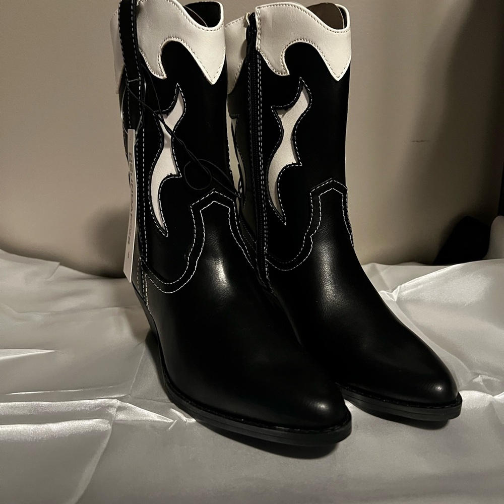 No Boundaries Black and White Heeled Boots
